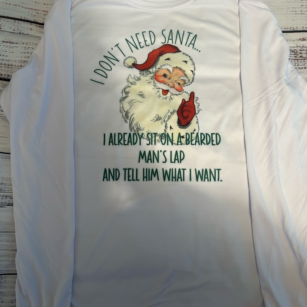 White Santa Graphic Long Sleeve Shirt
